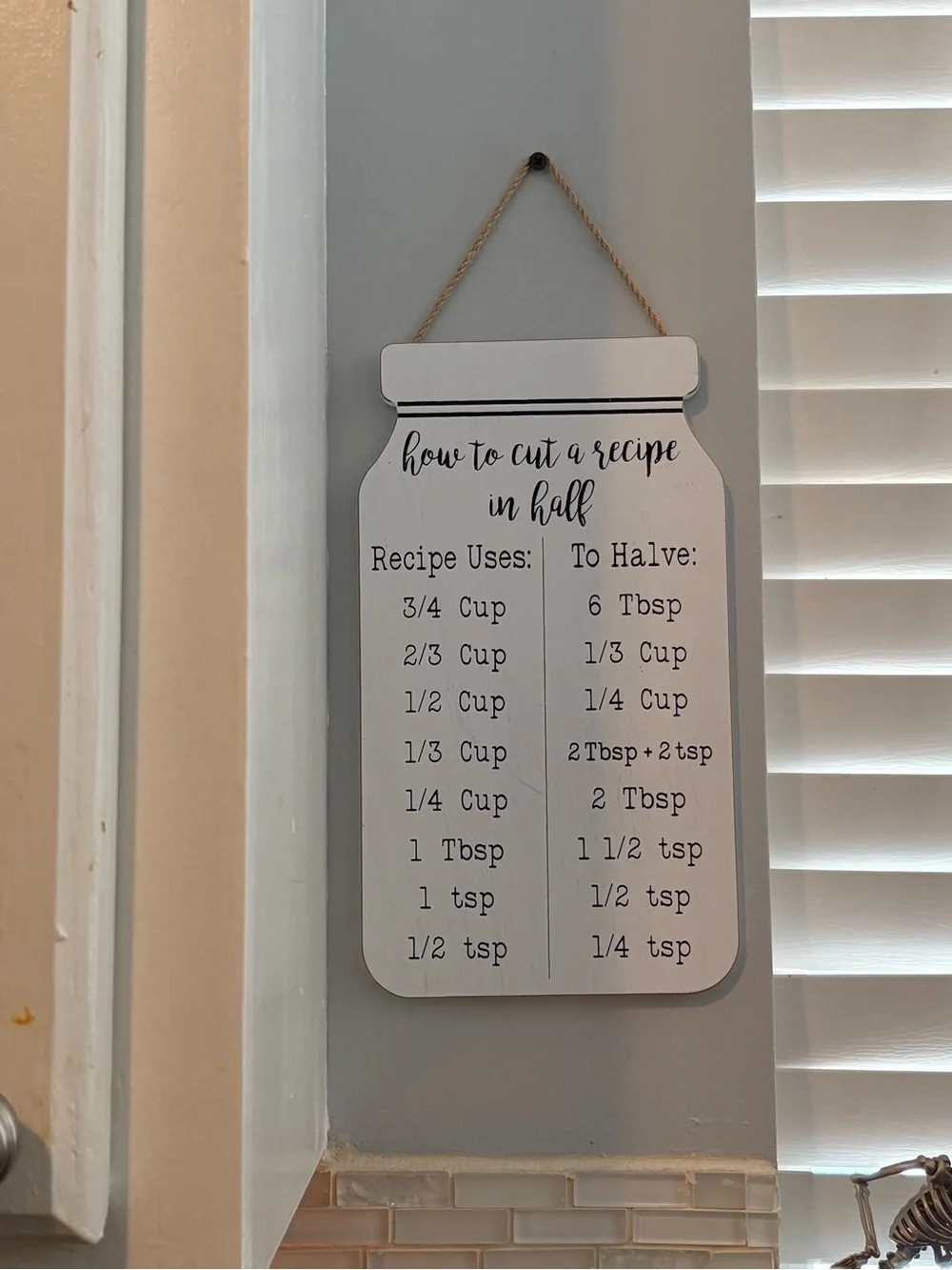 Hobby Lobby White Recipe Conversion Mason Jar Wall Sign